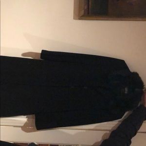 Long black coat with faux fur hood size L